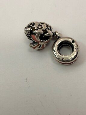 Pandora Celebration Bouquet of Flowers Pink Enamel Dangle Charm Sterling Silver